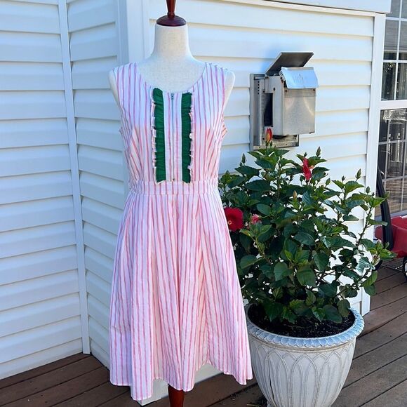 Wayward Fancies Women’s M Preppy pink & Green Retro inspired midi dress - Picture 3 of 16